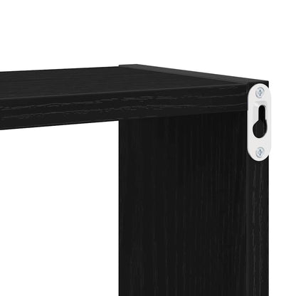 vidaXL Wall Shelves with Shelf 4 pcs Black Oak Engineered Wood