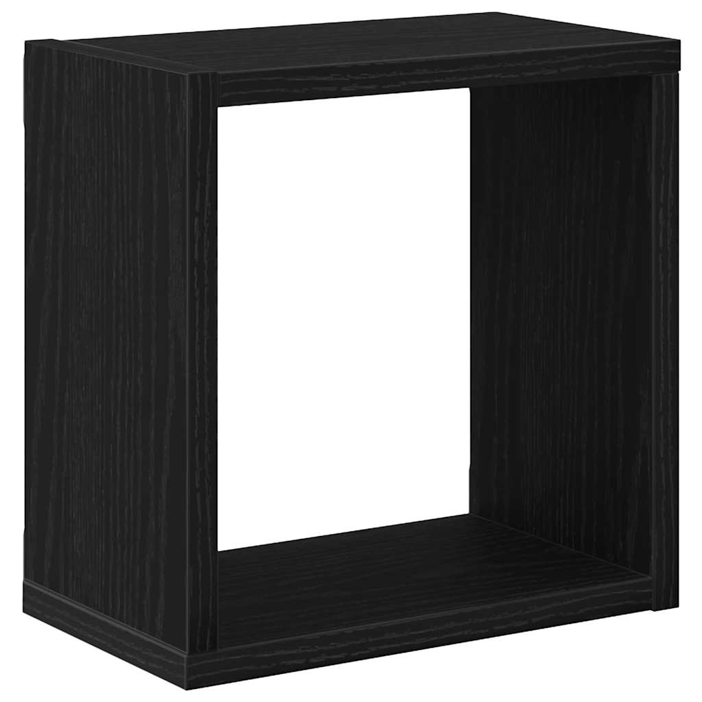 vidaXL Wall Shelves with Shelf 4 pcs Black Oak Engineered Wood