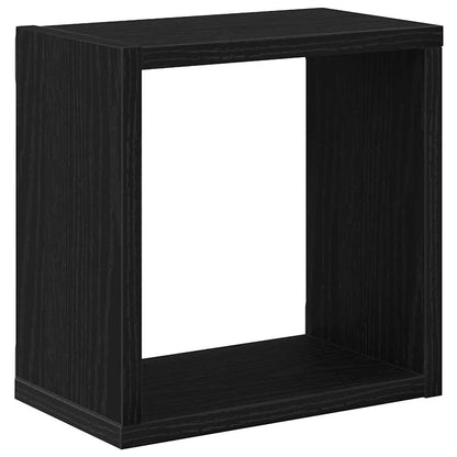 vidaXL Wall Shelves with Shelf 4 pcs Black Oak Engineered Wood