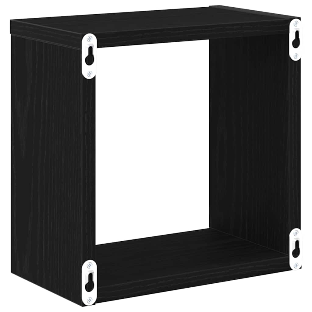 vidaXL Wall Shelves with Shelf 4 pcs Black Oak Engineered Wood