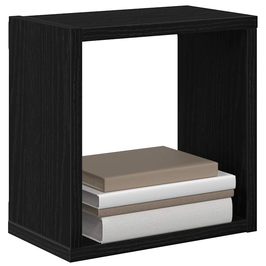 vidaXL Wall Shelves with Shelf 4 pcs Black Oak Engineered Wood