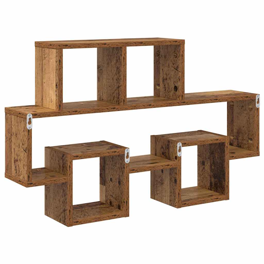 vidaXL Wall Shelf with Shelf Old wood 82 x 15 x 51 cm Engineered wood