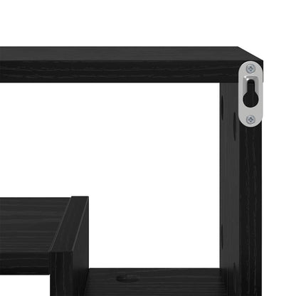 vidaXL Wall Shelf with Shelf Black oak 82 x 15 x 51 cm Engineered wood