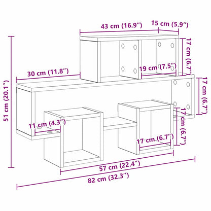 vidaXL Wall Shelf with Shelf Black oak 82 x 15 x 51 cm Engineered wood