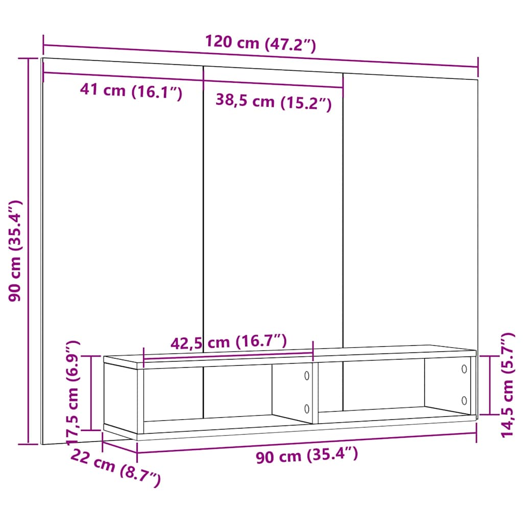 vidaXL TV Cabinet Set Old Wood 120 x 23.5 x 90 cm Engineered Wood