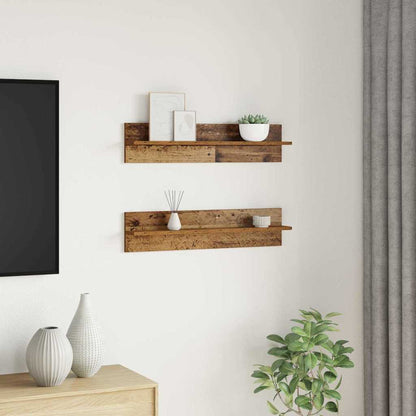 vidaXL Wall Shelf 2 pcs Old Wood 80 x 11.5 x 18 cm Engineered Wood