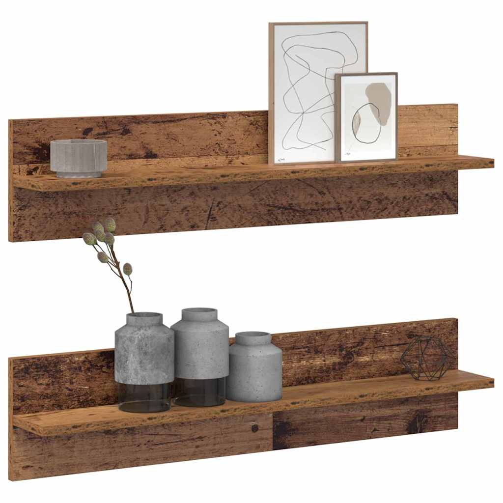 vidaXL Wall Shelf 2 pcs Old Wood 80 x 11.5 x 18 cm Engineered Wood