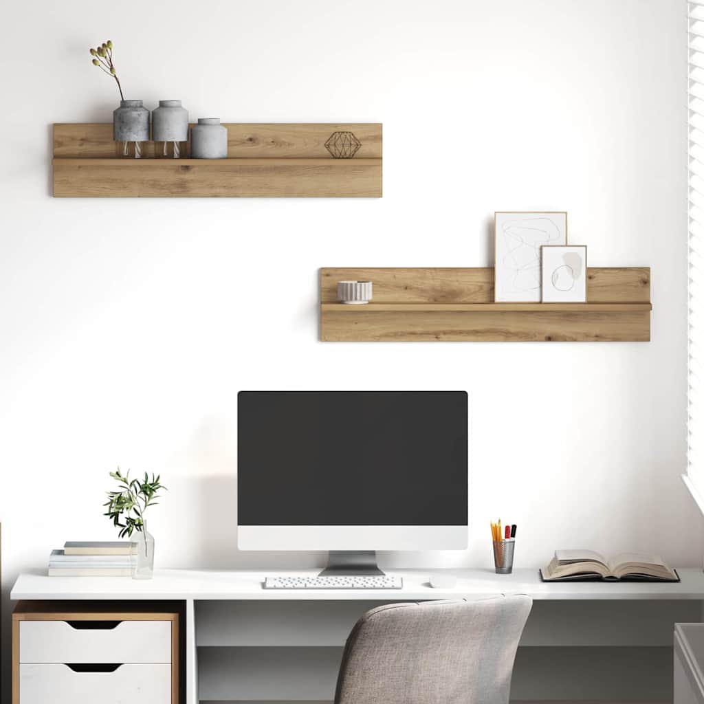 vidaXL Wall Shelf 2 pcs Artisan Oak 80 x 11.5 x 18 cm Engineered Wood