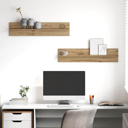 vidaXL Wall Shelf 2 pcs Artisan Oak 80 x 11.5 x 18 cm Engineered Wood