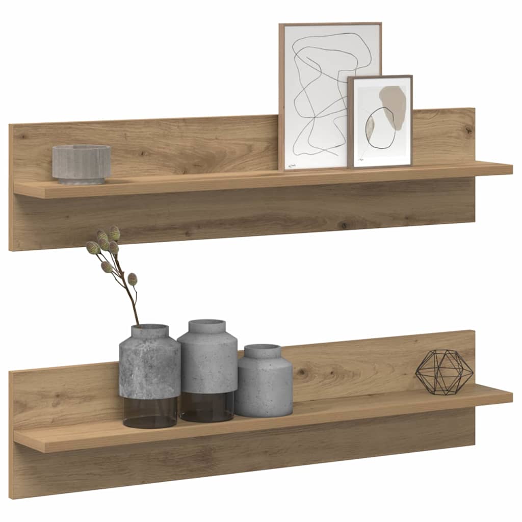 vidaXL Wall Shelf 2 pcs Artisan Oak 80 x 11.5 x 18 cm Engineered Wood