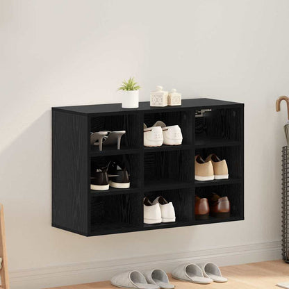 vidaXL Shoe Cabinet 77.5 x 30 x 51 cm Engineered Wood Black Oak