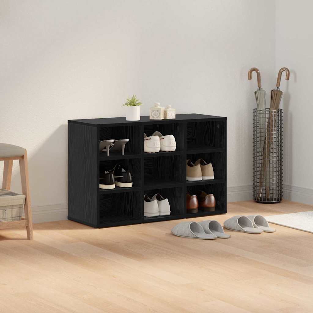 vidaXL Shoe Cabinet 77.5 x 30 x 51 cm Engineered Wood Black Oak