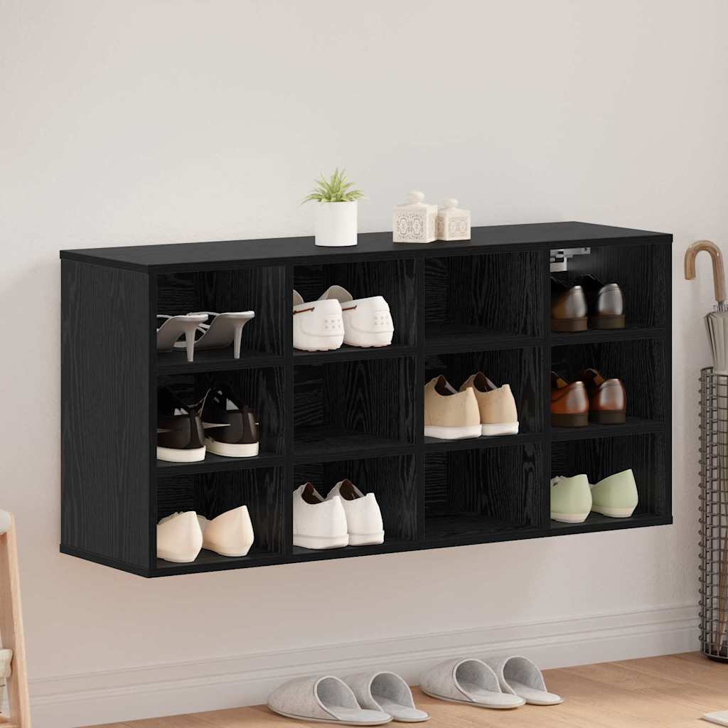 vidaXL Shoe Cabinet 103 x 30 x 51 cm Engineered Wood Black Oak