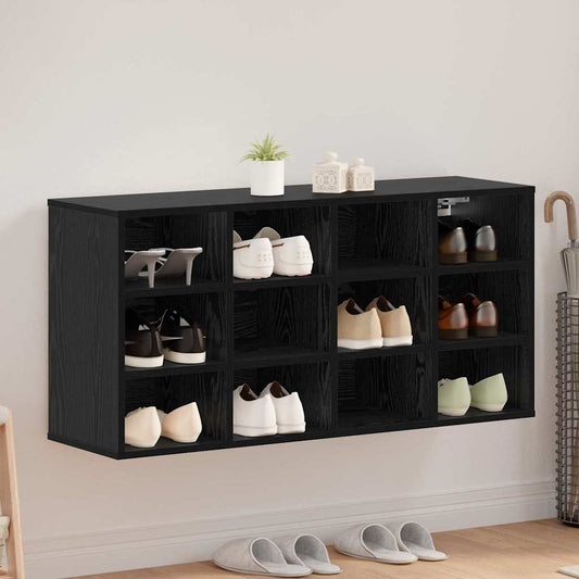 vidaXL Shoe Cabinet 103 x 30 x 51 cm Engineered Wood Black Oak