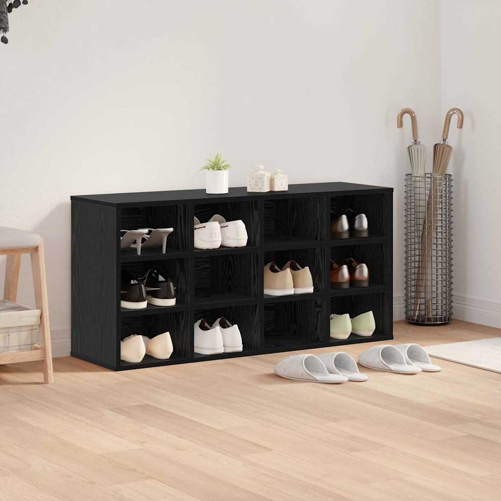 vidaXL Shoe Cabinet 103 x 30 x 51 cm Engineered Wood Black Oak