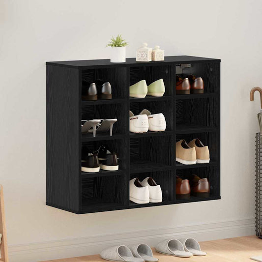 vidaXL Shoe Cabinet 77.5 x 30 x 67 cm Engineered Wood Black Oak