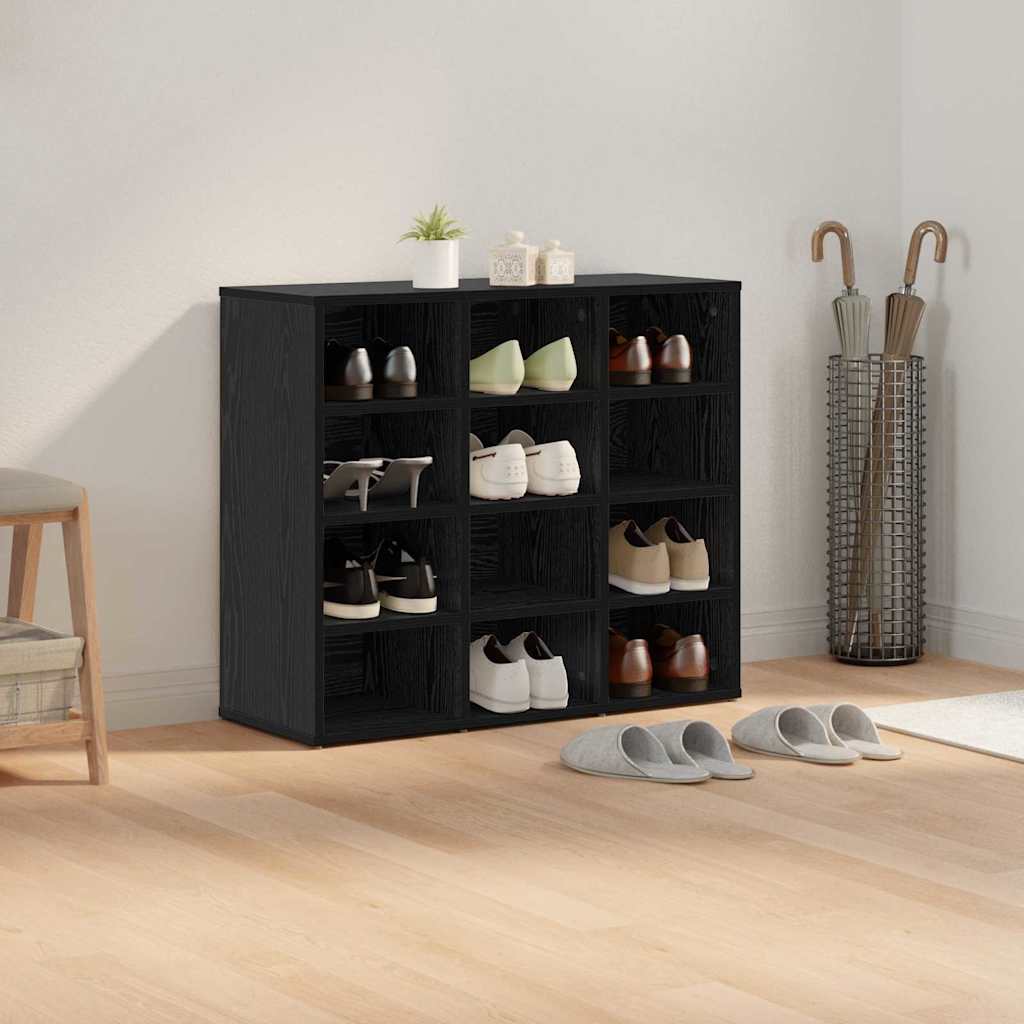 vidaXL Shoe Cabinet 77.5 x 30 x 67 cm Engineered Wood Black Oak