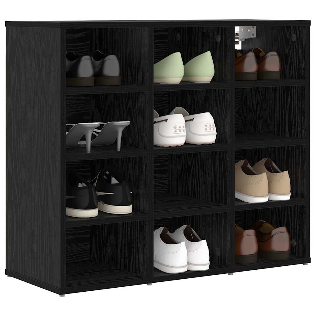 vidaXL Shoe Cabinet 77.5 x 30 x 67 cm Engineered Wood Black Oak