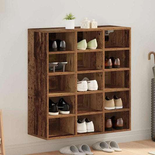 vidaXL Shoe Cabinet Old Wood 77.5 x 30 x 83.5 cm Engineered Wood