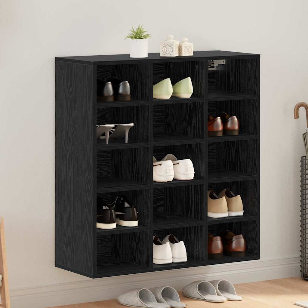 vidaXL Shoe Cabinet 77.5 x 30 x 83.5 cm Engineered Wood Black Oak