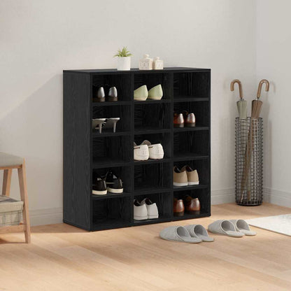 vidaXL Shoe Cabinet 77.5 x 30 x 83.5 cm Engineered Wood Black Oak