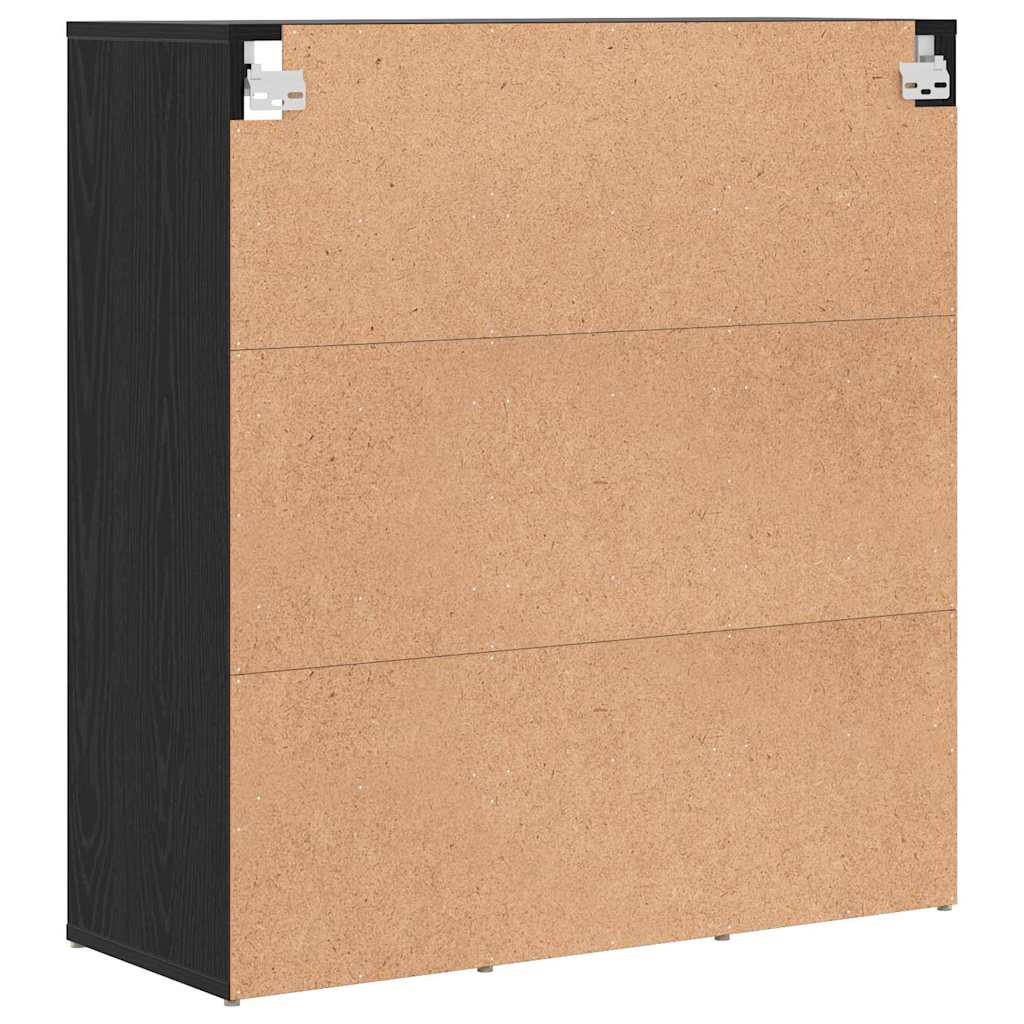 vidaXL Shoe Cabinet 77.5 x 30 x 83.5 cm Engineered Wood Black Oak