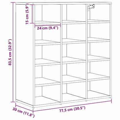 vidaXL Shoe Cabinet 77.5 x 30 x 83.5 cm Engineered Wood Black Oak