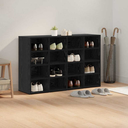 vidaXL Shoe Cabinet 103 x 30 x 67 cm Engineered Wood Black Oak