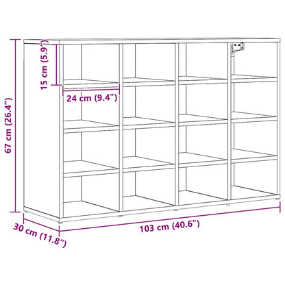 vidaXL Shoe Cabinet 103 x 30 x 67 cm Engineered Wood Black Oak