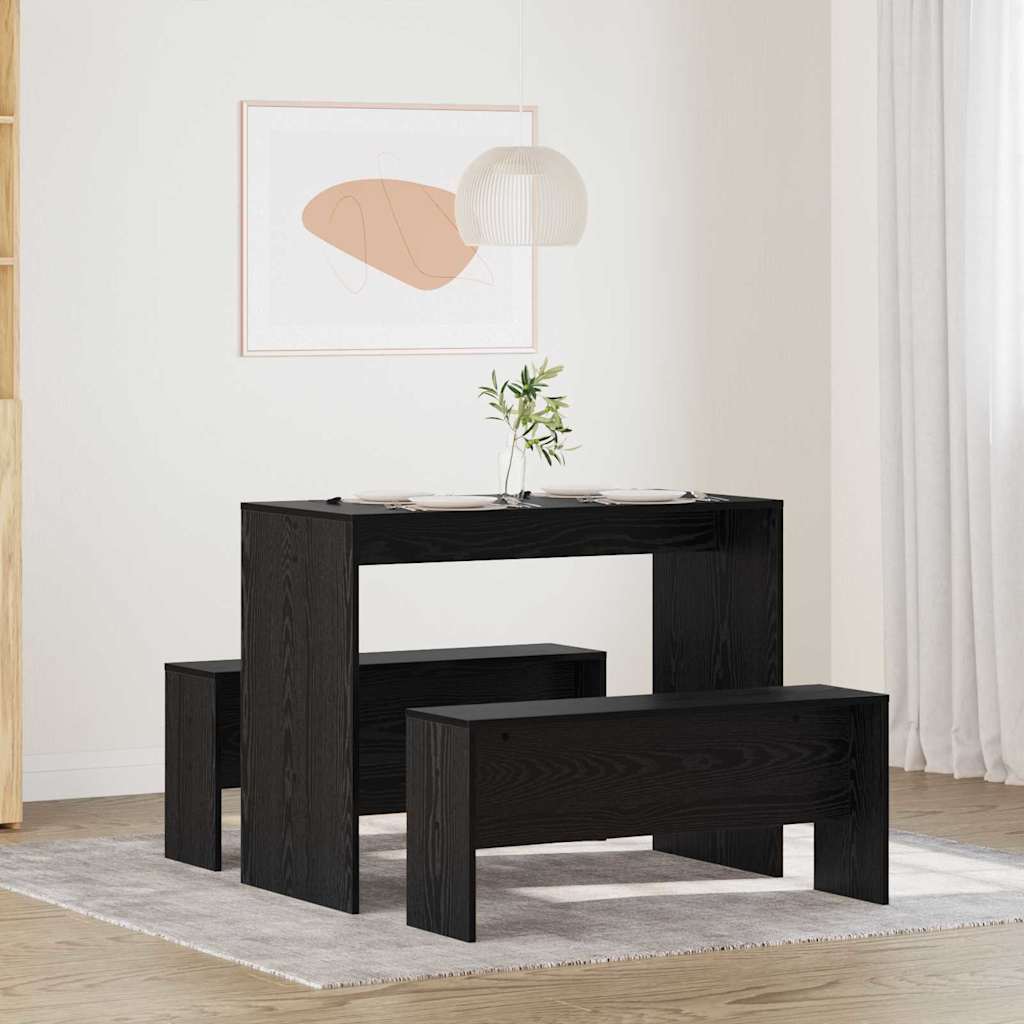 vidaXL Dining Set 2 pcs Black oak Engineered Wood
