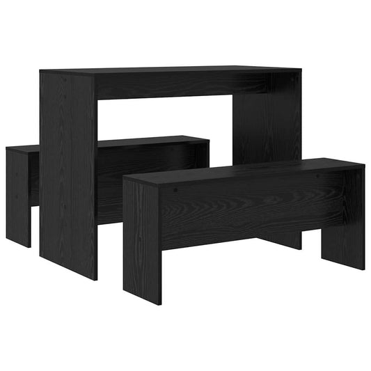 vidaXL Dining Set 2 pcs Black oak Engineered Wood