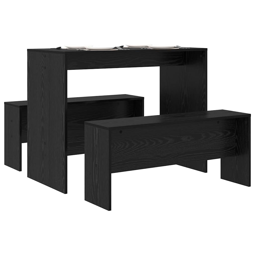 vidaXL Dining Set 2 pcs Black oak Engineered Wood