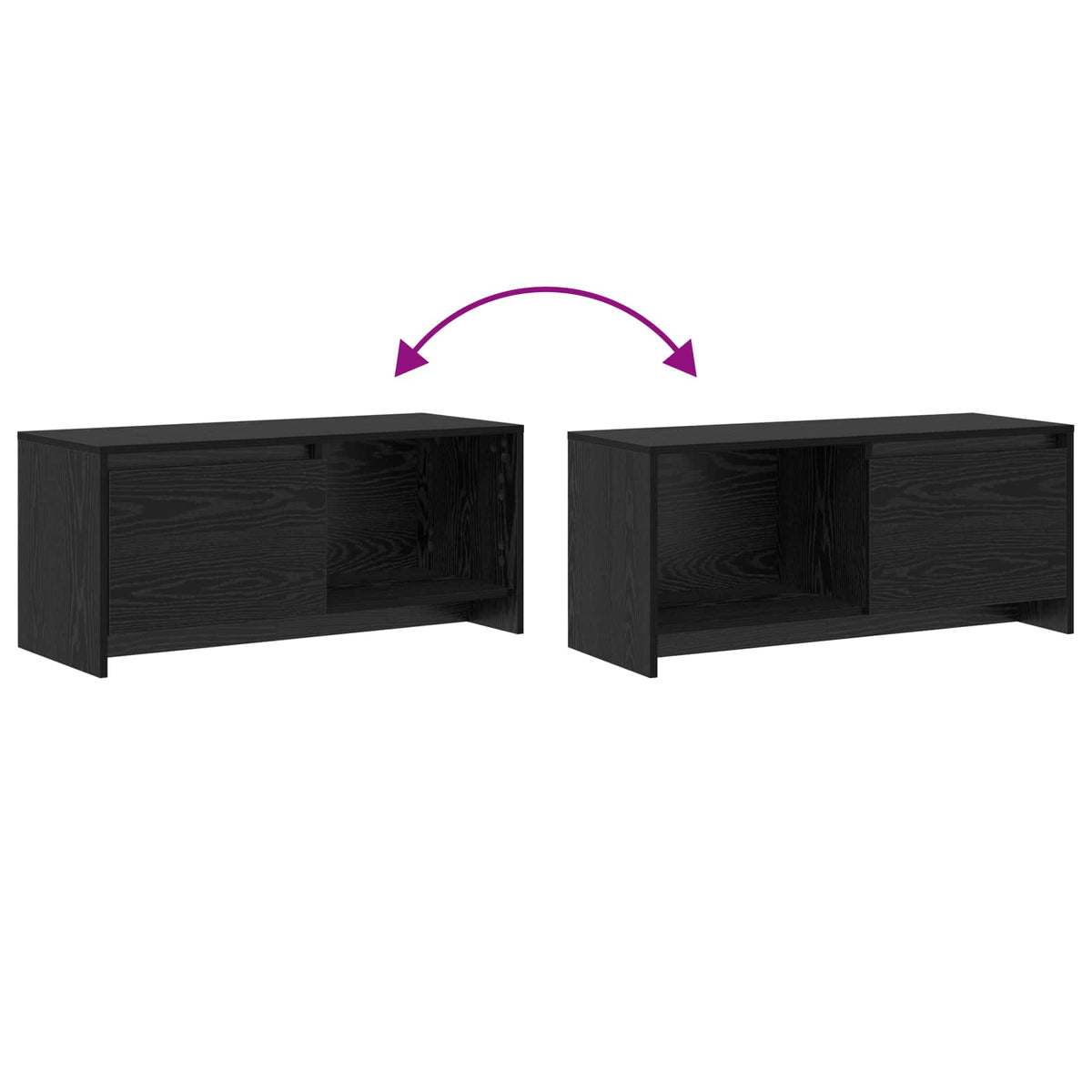 vidaXL TV Cabinet Set 90 x 35 x 40 cm Black Oak Engineered Wood