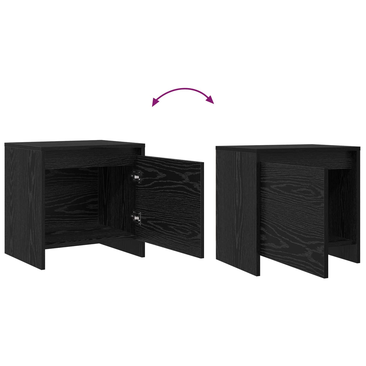 vidaXL Bedside Cabinet Black Oak 45 x 34 x 44.5 cm Engineered Wood