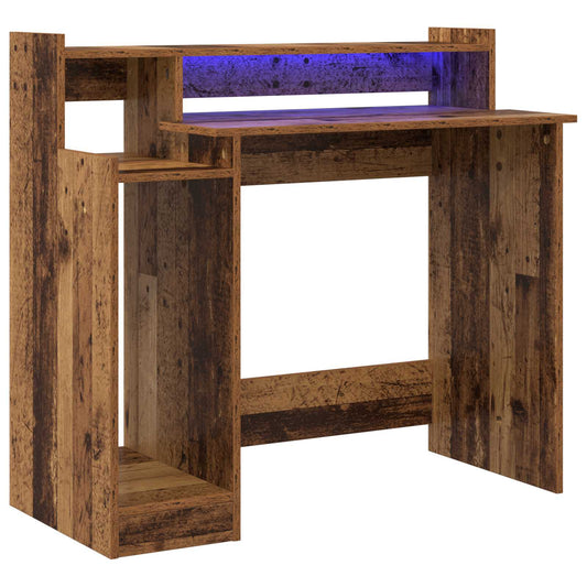 vidaXL Desk with Shelf Old Wood 97 x 45 x 90 cm Engineered Wood