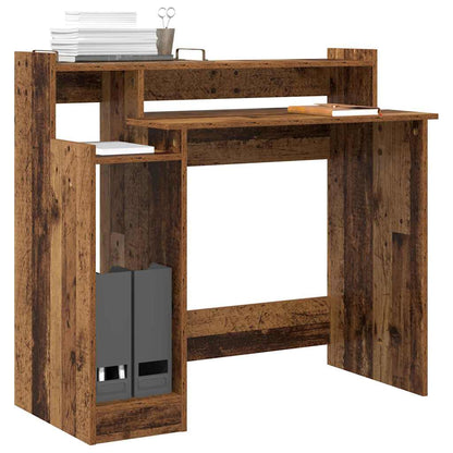 vidaXL Desk with Shelf Old Wood 97 x 45 x 90 cm Engineered Wood