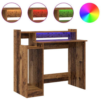 vidaXL Desk with Shelf Old Wood 97 x 45 x 90 cm Engineered Wood