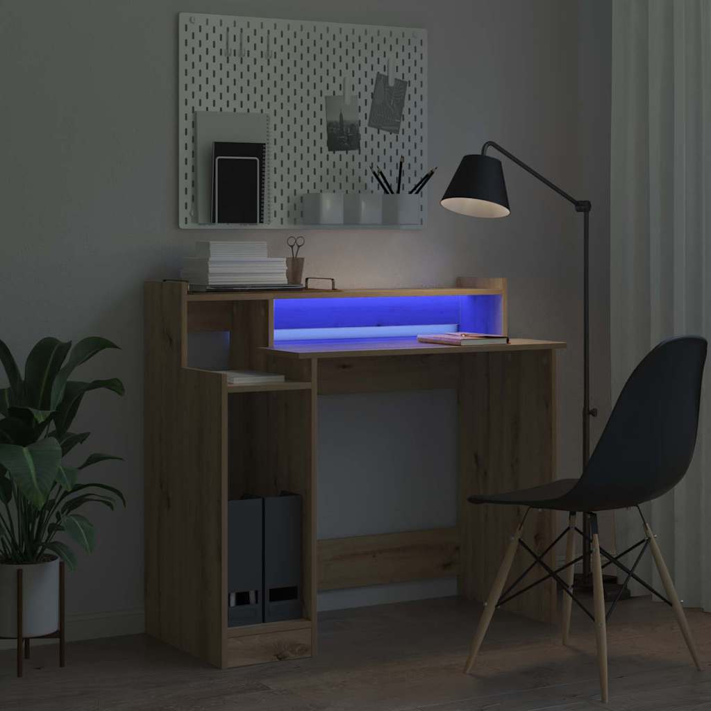 vidaXL Desk with Shelf Artisan Oak 97 x 45 x 90 cm Engineered Wood