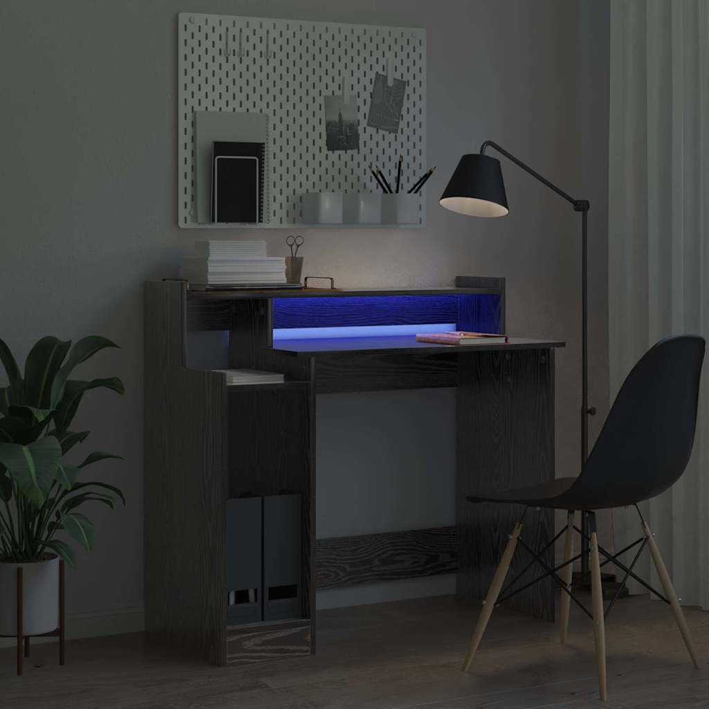 vidaXL Desk with Shelf Black Oak 97 x 45 x 90 cm Engineered Wood