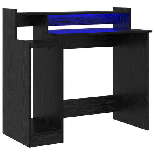 vidaXL Desk with Shelf Black Oak 97 x 45 x 90 cm Engineered Wood