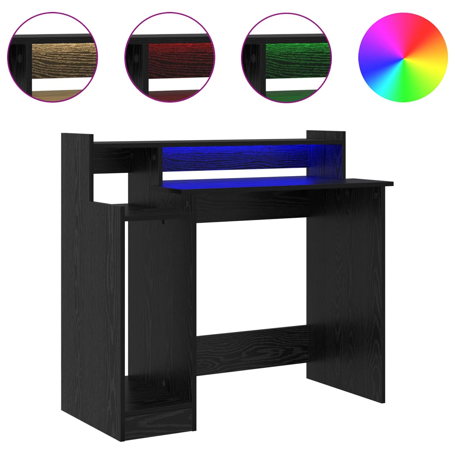 vidaXL Desk with Shelf Black Oak 97 x 45 x 90 cm Engineered Wood