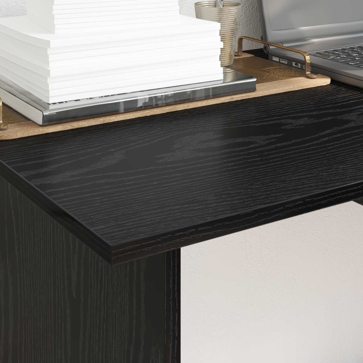 vidaXL Desk Black Oak 100 x 50 x 76 cm Engineered Wood