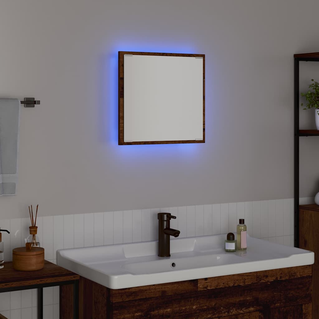 vidaXL LED Bathroom Mirror Old Wood 40 x 37 x 8.5 cm Engineered Wood