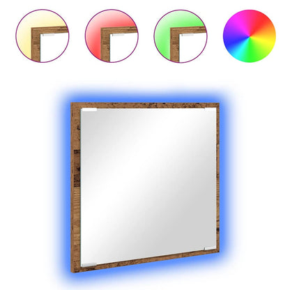 vidaXL LED Bathroom Mirror Old Wood 40 x 37 x 8.5 cm Engineered Wood
