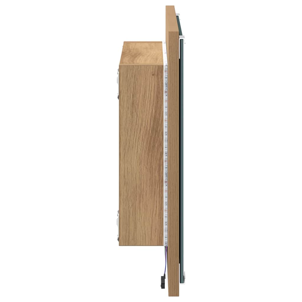 vidaXL LED Bathroom Mirror Wall-mounted Artisan Oak 40 x 37 x 8.5 cm