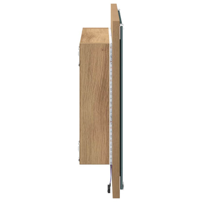 vidaXL LED Bathroom Mirror Wall-mounted Artisan Oak 40 x 37 x 8.5 cm
