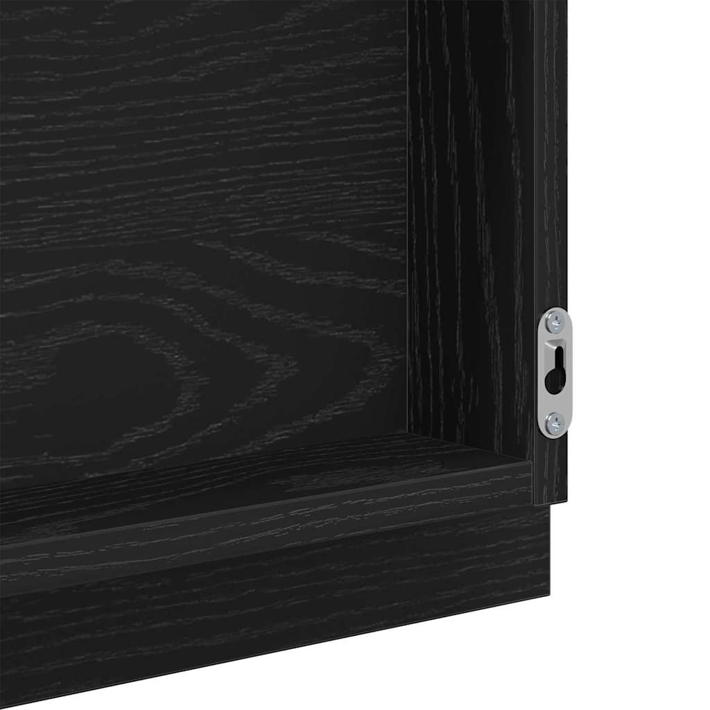 vidaXL LED Bathroom Mirror Black Oak 40 x 37 x 8.5 cm Engineered Wood