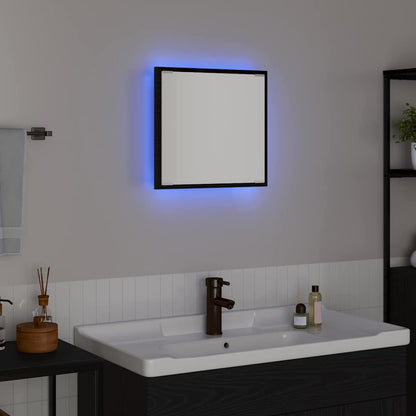 vidaXL LED Bathroom Mirror Black Oak 40 x 37 x 8.5 cm Engineered Wood