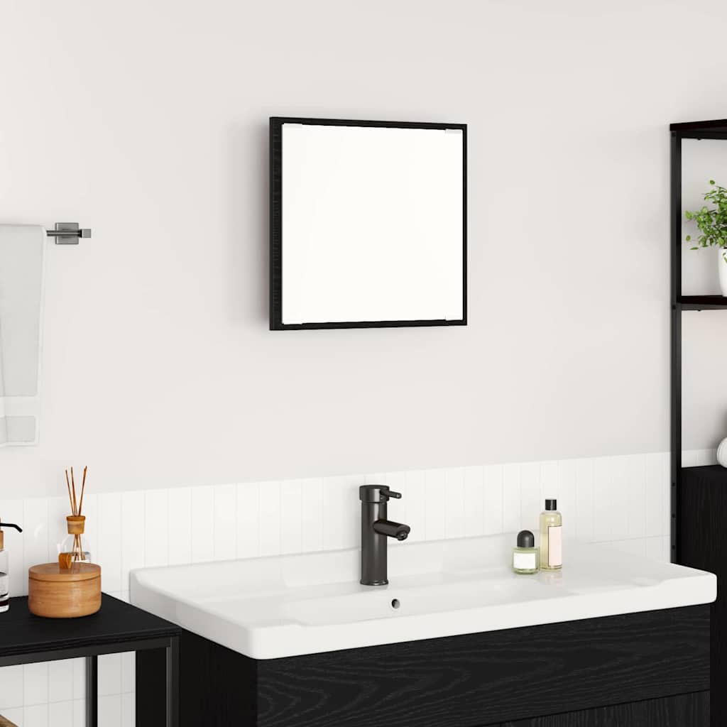 vidaXL LED Bathroom Mirror Black Oak 40 x 37 x 8.5 cm Engineered Wood