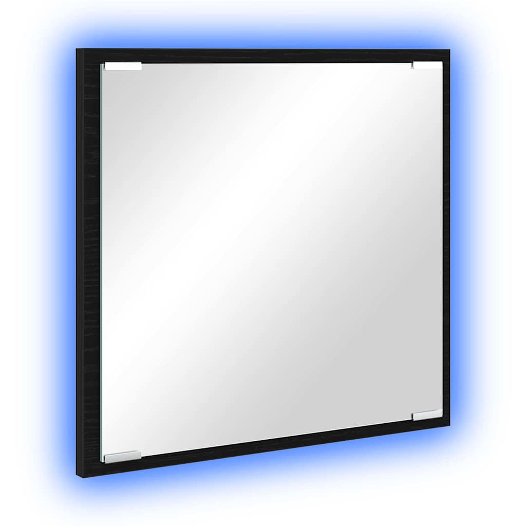 vidaXL LED Bathroom Mirror Black Oak 40 x 37 x 8.5 cm Engineered Wood